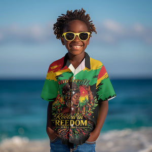 Juneteenth Rooted in Freedom Kid Hawaiian Shirt Black Pride African Queen