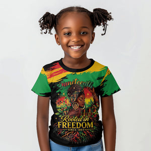 Juneteenth Rooted in Freedom Kid T shirt Black Pride African Queen