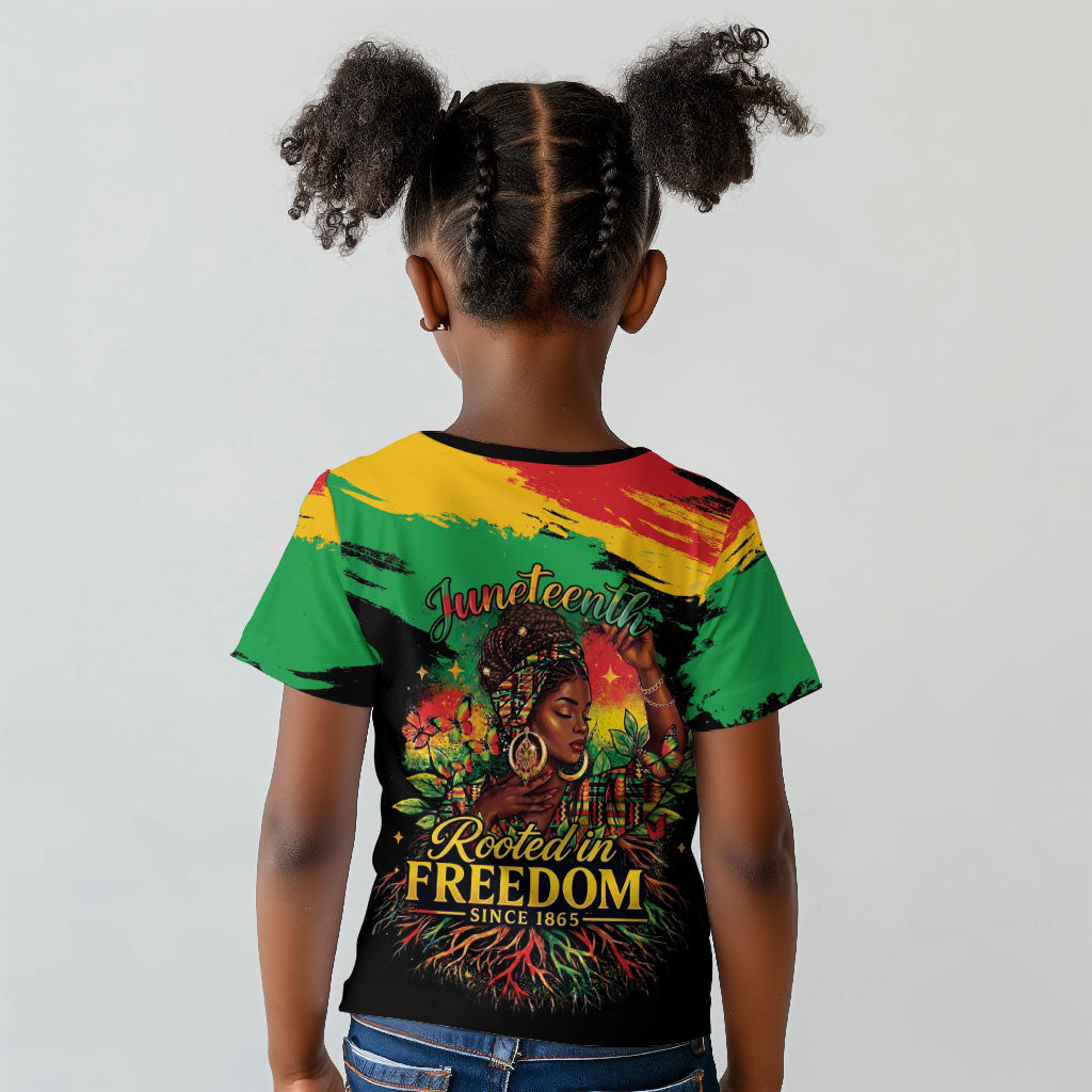 Juneteenth Rooted in Freedom Kid T shirt Black Pride African Queen
