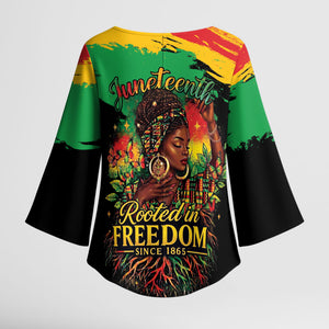 Juneteenth Rooted in Freedom Kimono Sleeve Blouse Black Pride African Queen