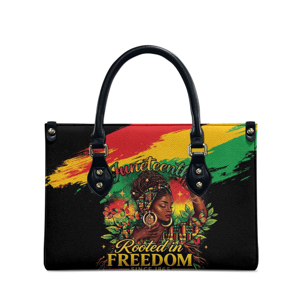 Juneteenth Rooted in Freedom Leather Bag Black Pride African Queen