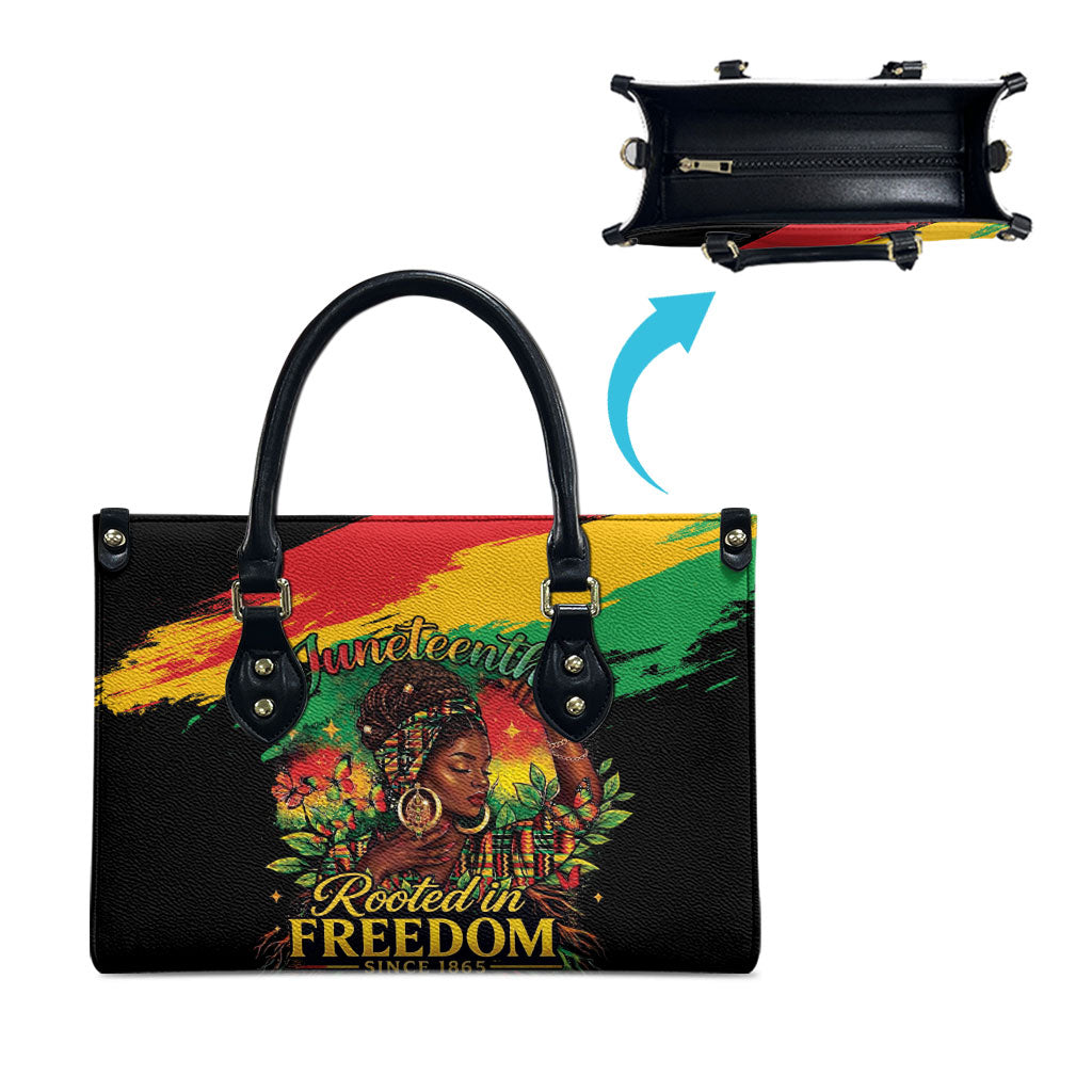 Juneteenth Rooted in Freedom Leather Bag Black Pride African Queen