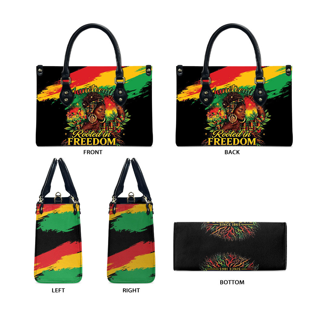Juneteenth Rooted in Freedom Leather Bag Black Pride African Queen