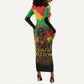 Juneteenth Rooted in Freedom Long Sleeve Bodycon Dress Black Pride African Queen