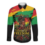 Juneteenth Rooted in Freedom Long Sleeve Button Shirt Black Pride African Queen