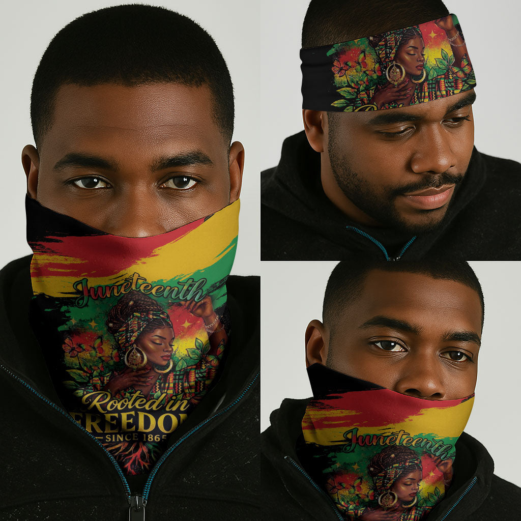 Juneteenth Rooted in Freedom Neck Gaiter Black Pride African Queen