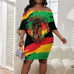 Juneteenth Rooted in Freedom Off Shoulder Short Dress Black Pride African Queen