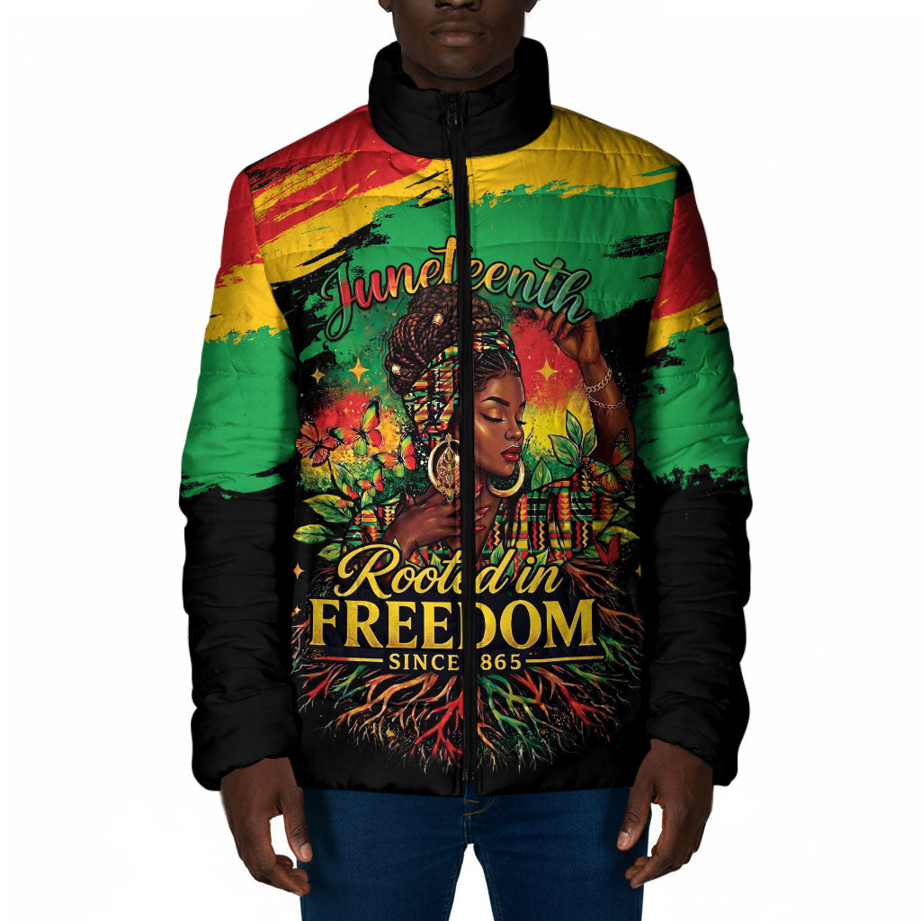 Juneteenth Rooted in Freedom Padded Jacket Black Pride African Queen