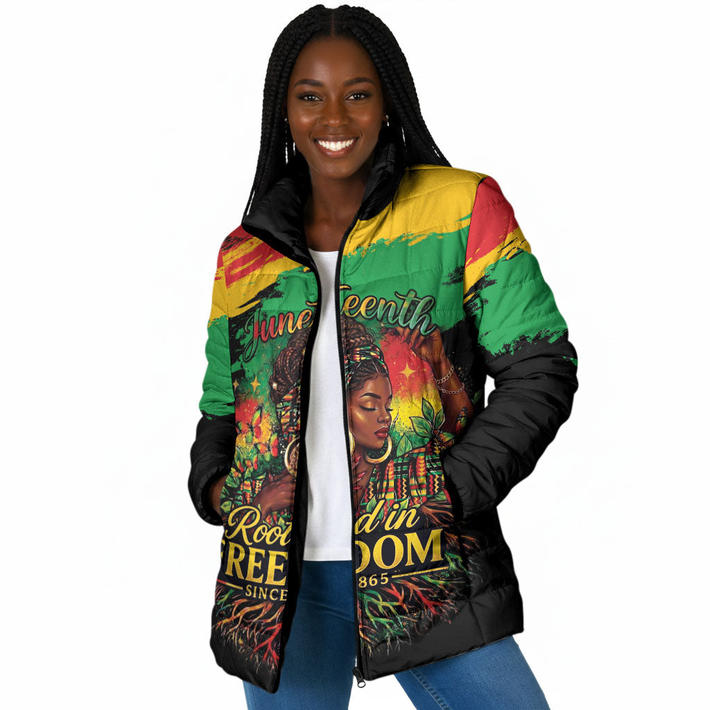 Juneteenth Rooted in Freedom Padded Jacket Black Pride African Queen