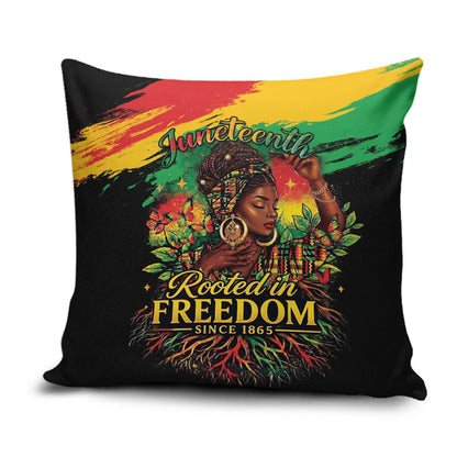 Juneteenth Rooted in Freedom Pillow Cover Black Pride African Queen
