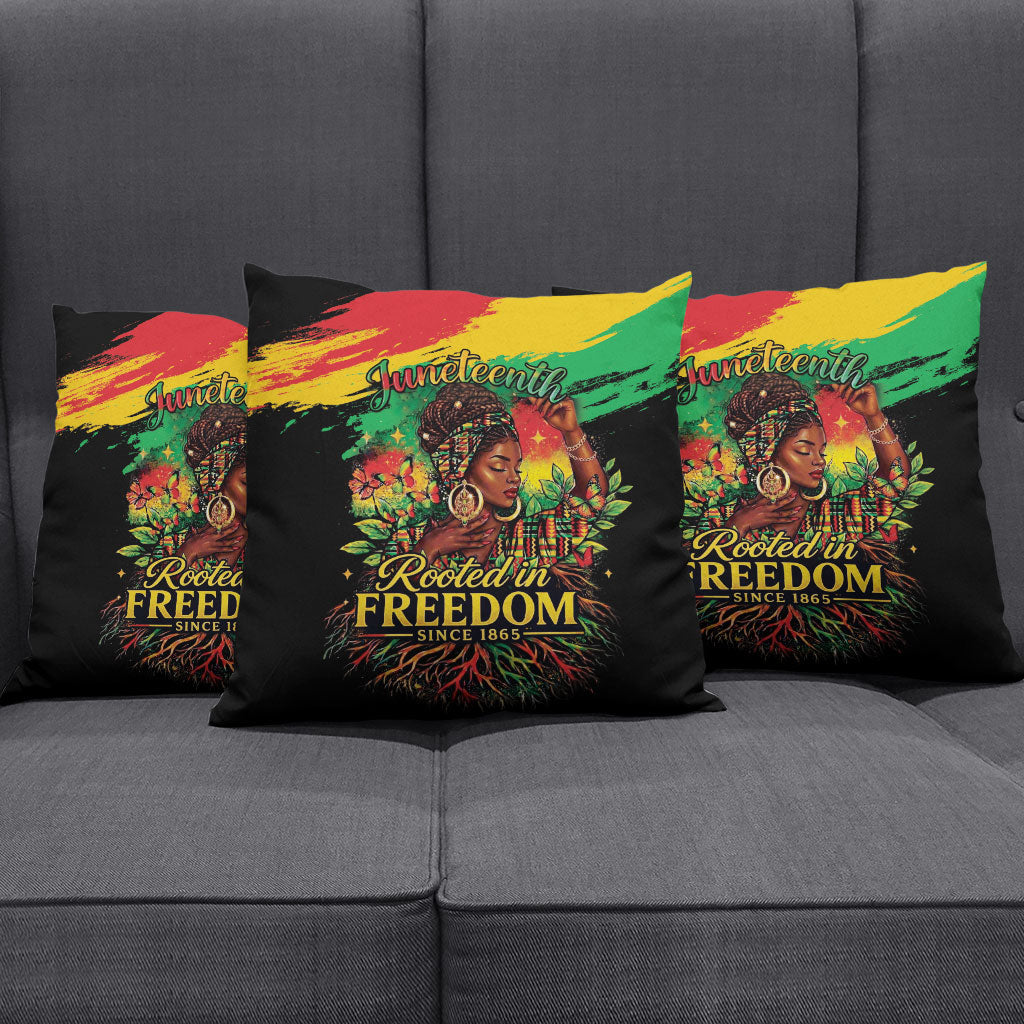 Juneteenth Rooted in Freedom Pillow Cover Black Pride African Queen