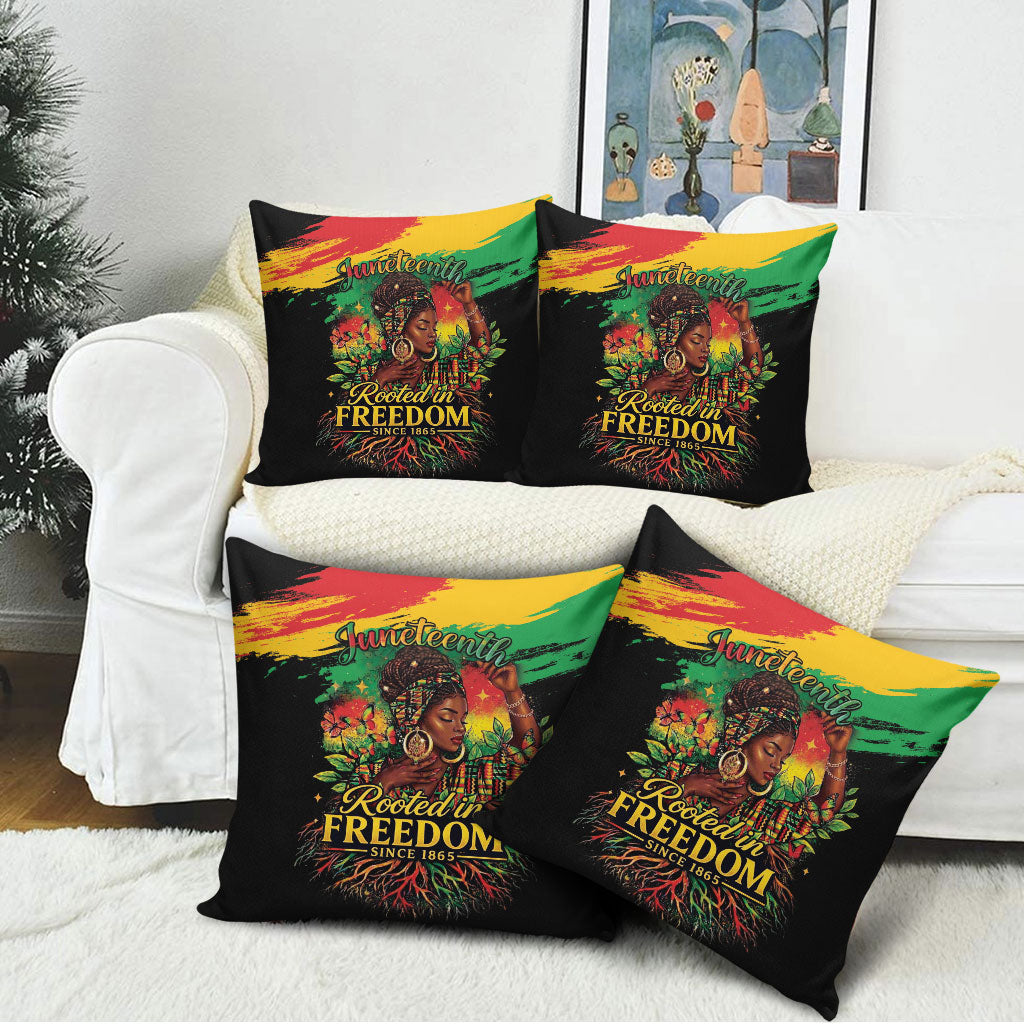 Juneteenth Rooted in Freedom Pillow Cover Black Pride African Queen