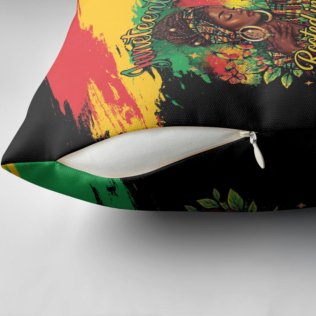 Juneteenth Rooted in Freedom Pillow Cover Black Pride African Queen