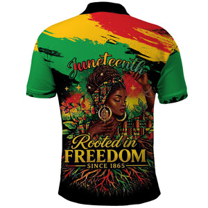 Juneteenth Rooted in Freedom Polo Shirt Black Pride African Queen
