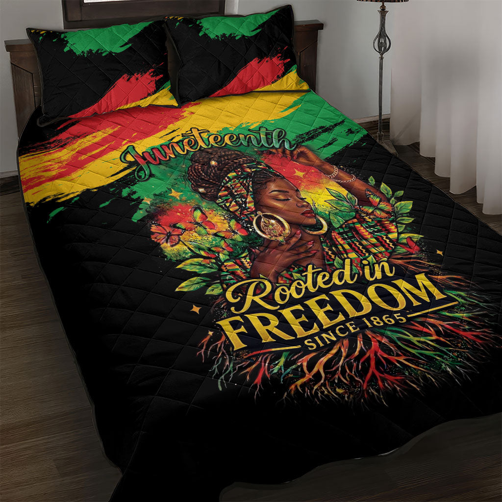 Juneteenth Rooted in Freedom Quilt Bed Set Black Pride African Queen