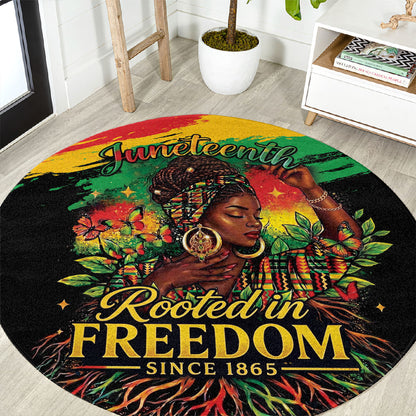 Juneteenth Rooted in Freedom Round Carpet Black Pride African Queen