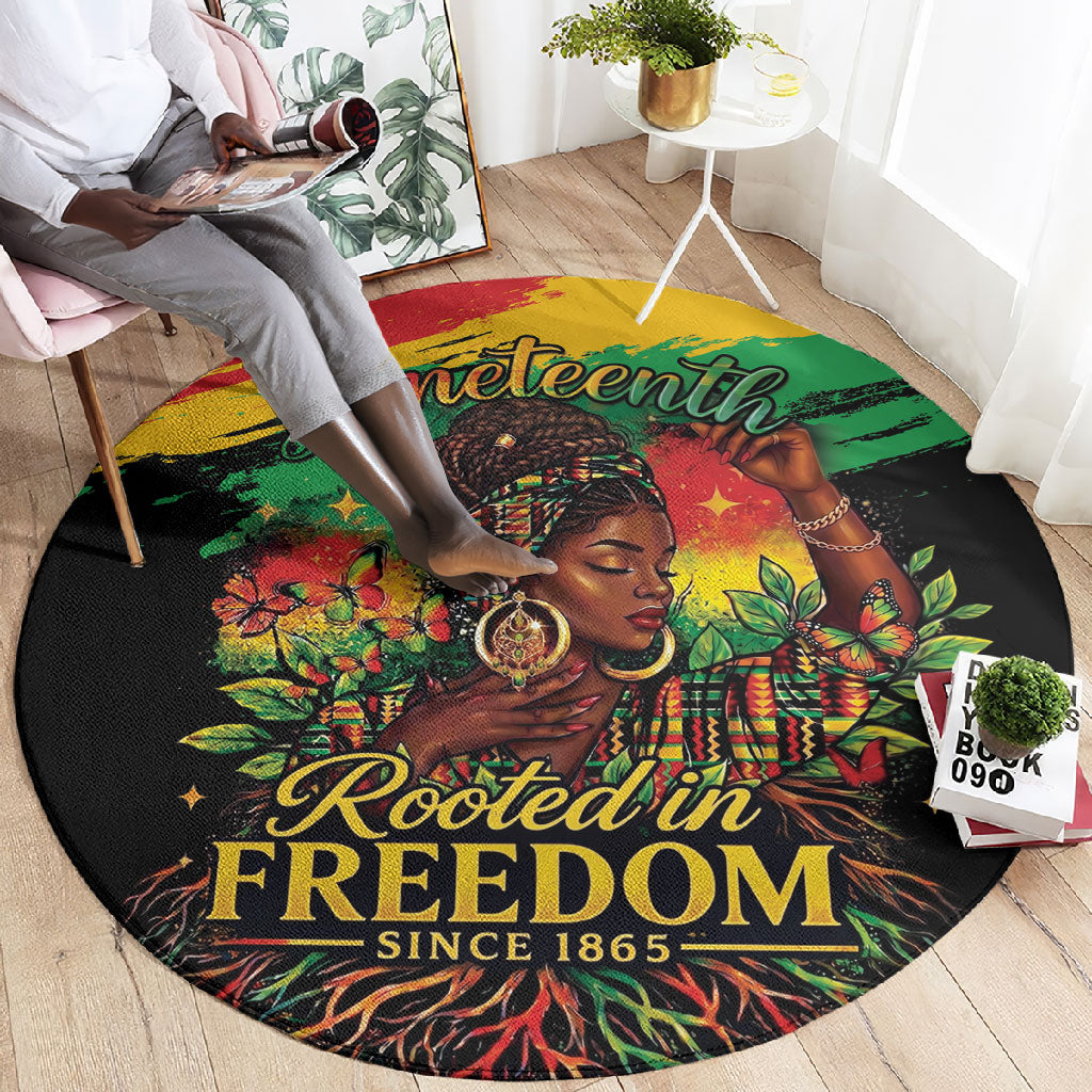 Juneteenth Rooted in Freedom Round Carpet Black Pride African Queen