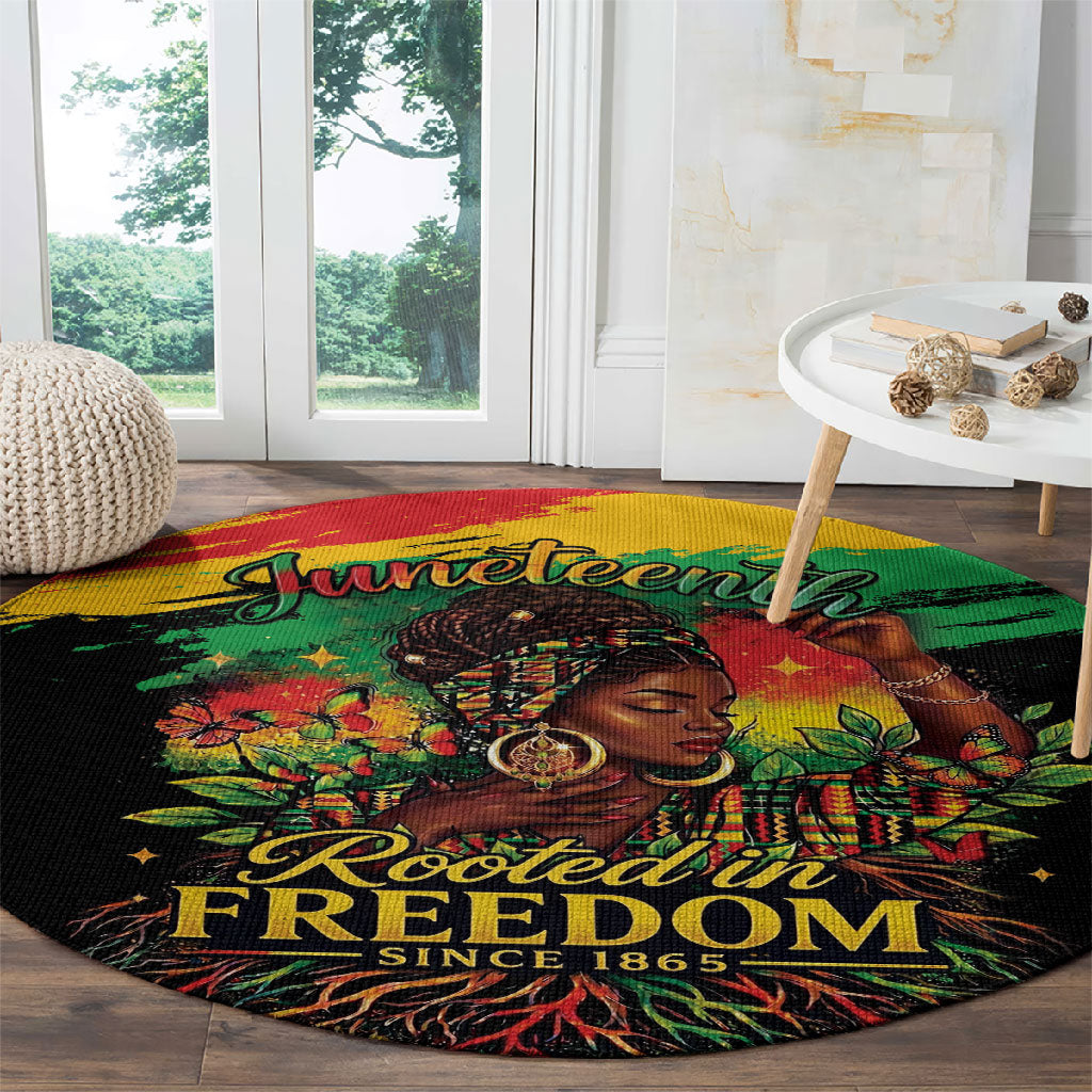 Juneteenth Rooted in Freedom Round Carpet Black Pride African Queen
