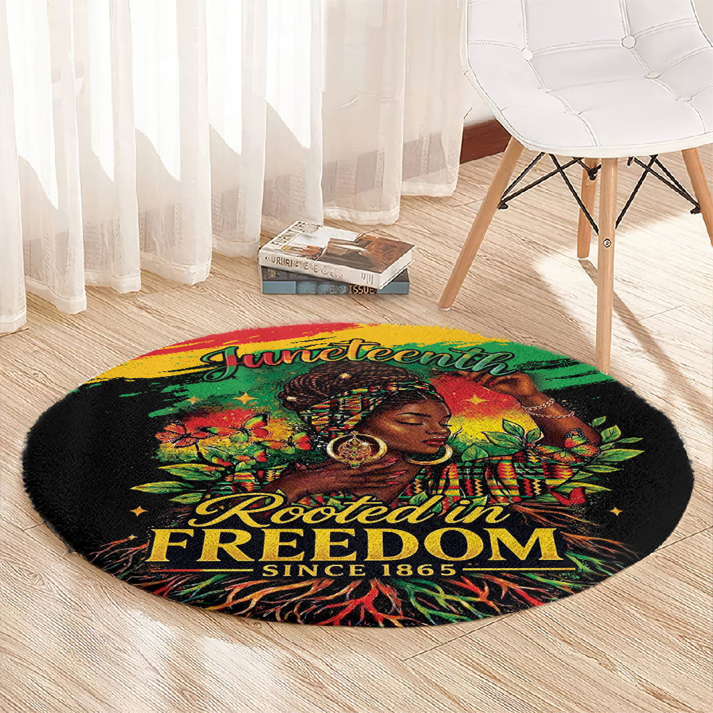 Juneteenth Rooted in Freedom Round Carpet Black Pride African Queen