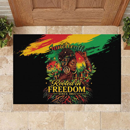 Juneteenth Rooted in Freedom Rubber Doormat Black Pride African Queen
