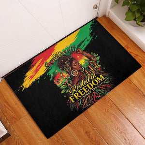 Juneteenth Rooted in Freedom Rubber Doormat Black Pride African Queen