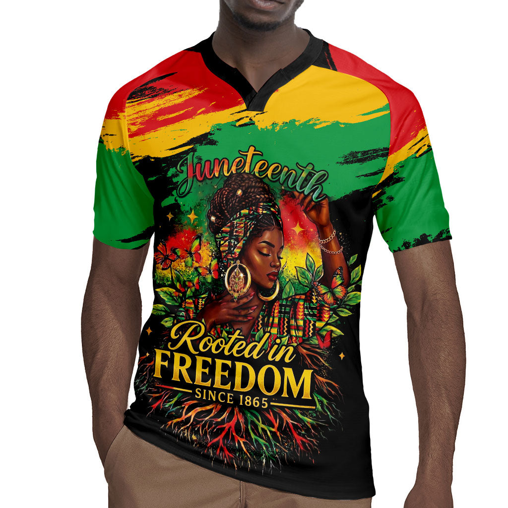 Juneteenth Rooted in Freedom Rugby Jersey Black Pride African Queen