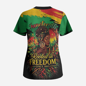 Juneteenth Rooted in Freedom Scrub Top Black Pride African Queen
