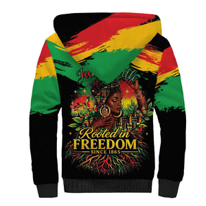 Juneteenth Rooted in Freedom Sherpa Hoodie Black Pride African Queen