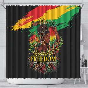 Juneteenth Rooted in Freedom Shower Curtain Black Pride African Queen