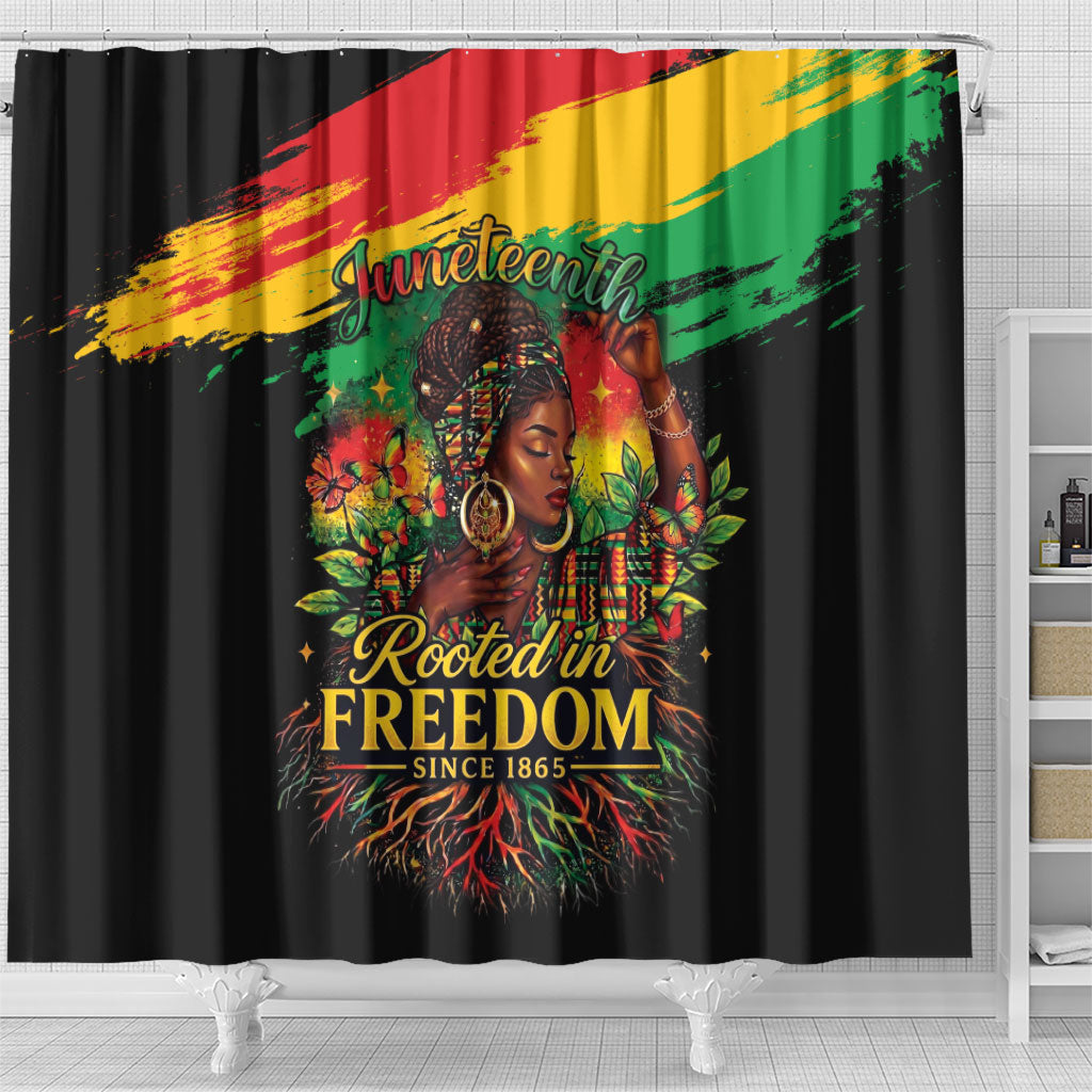 Juneteenth Rooted in Freedom Shower Curtain Black Pride African Queen