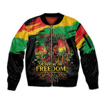 Juneteenth Rooted in Freedom Sleeve Zip Bomber Jacket Black Pride African Queen