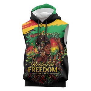 Juneteenth Rooted in Freedom Sleeveless Hoodie Black Pride African Queen