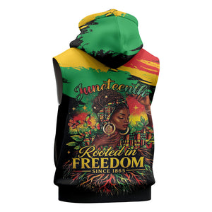 Juneteenth Rooted in Freedom Sleeveless Hoodie Black Pride African Queen