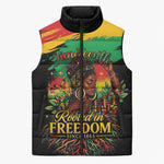 Juneteenth Rooted in Freedom Sleeveless Puffer Jacket Black Pride African Queen