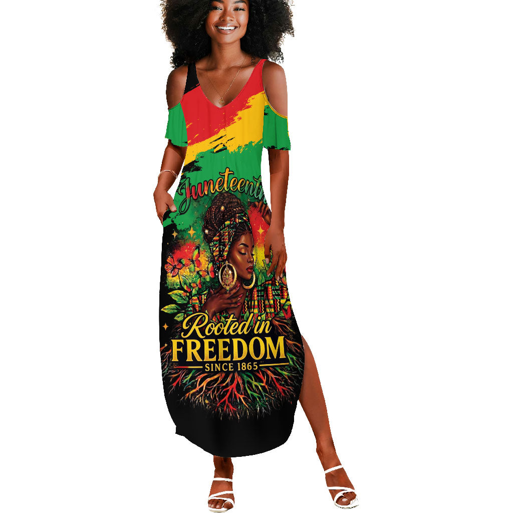 Juneteenth Rooted in Freedom Summer Maxi Dress Black Pride African Queen