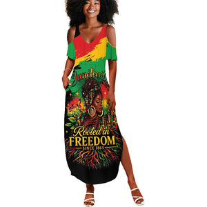 Juneteenth Rooted in Freedom Summer Maxi Dress Black Pride African Queen