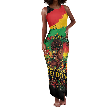 Juneteenth Rooted in Freedom Tank Maxi Dress Black Pride African Queen