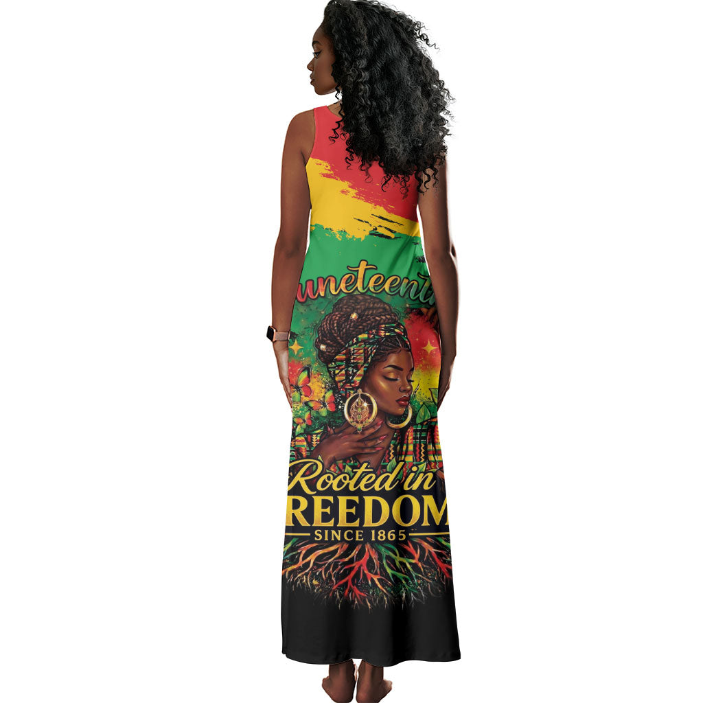 Juneteenth Rooted in Freedom Tank Maxi Dress Black Pride African Queen