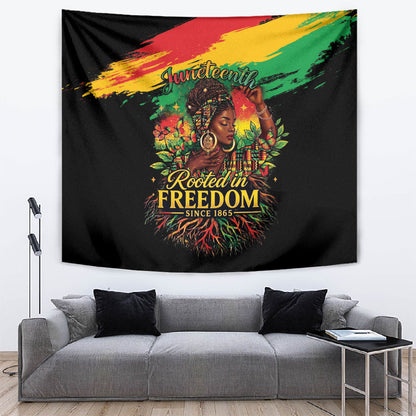 Juneteenth Rooted in Freedom Tapestry Black Pride African Queen