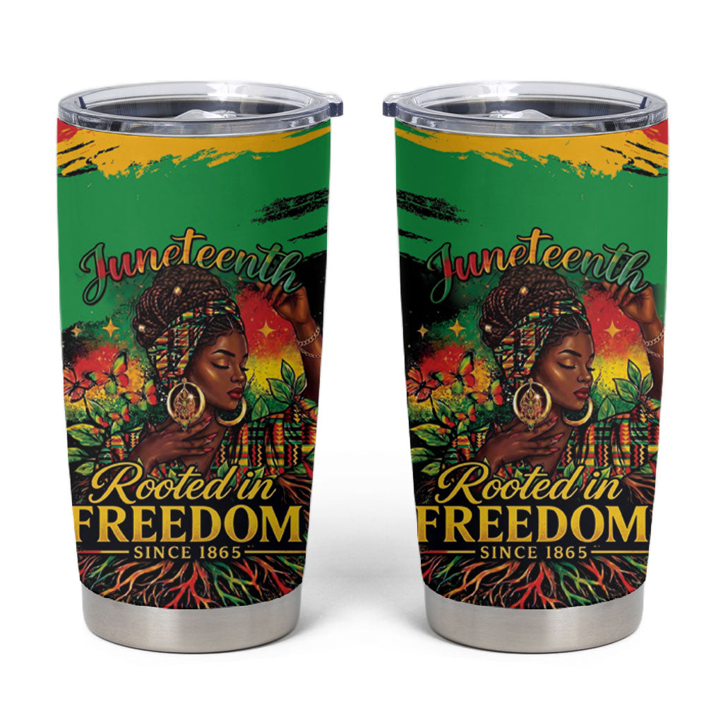 Juneteenth Rooted in Freedom Tumbler Cup Black Pride African Queen