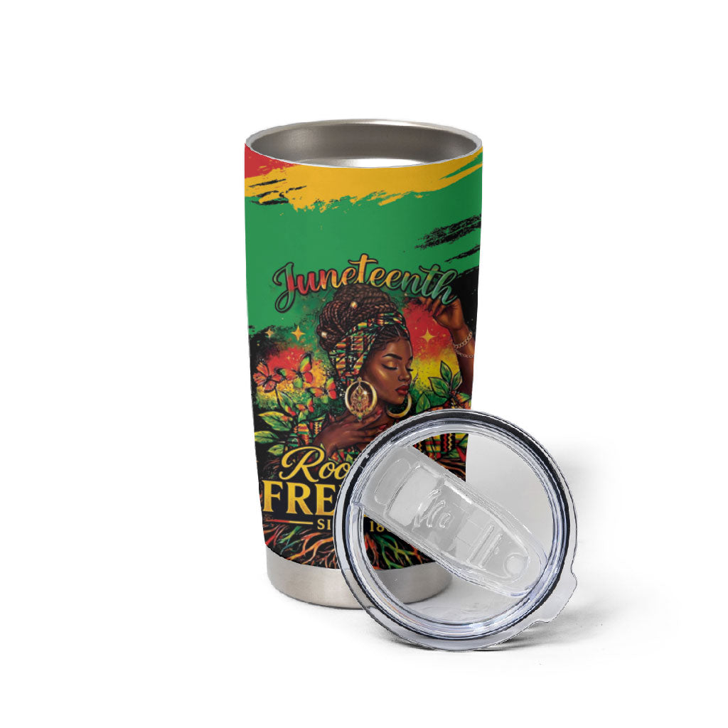 Juneteenth Rooted in Freedom Tumbler Cup Black Pride African Queen