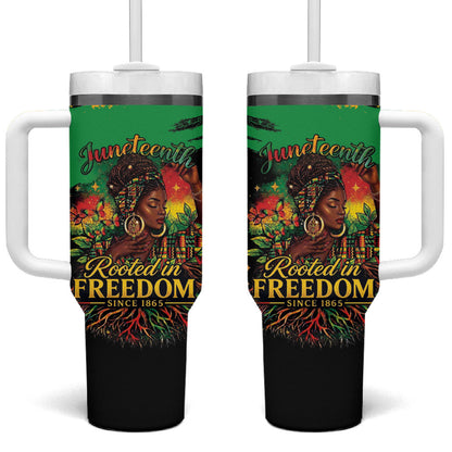 Juneteenth Rooted in Freedom Tumbler With Handle Black Pride African Queen