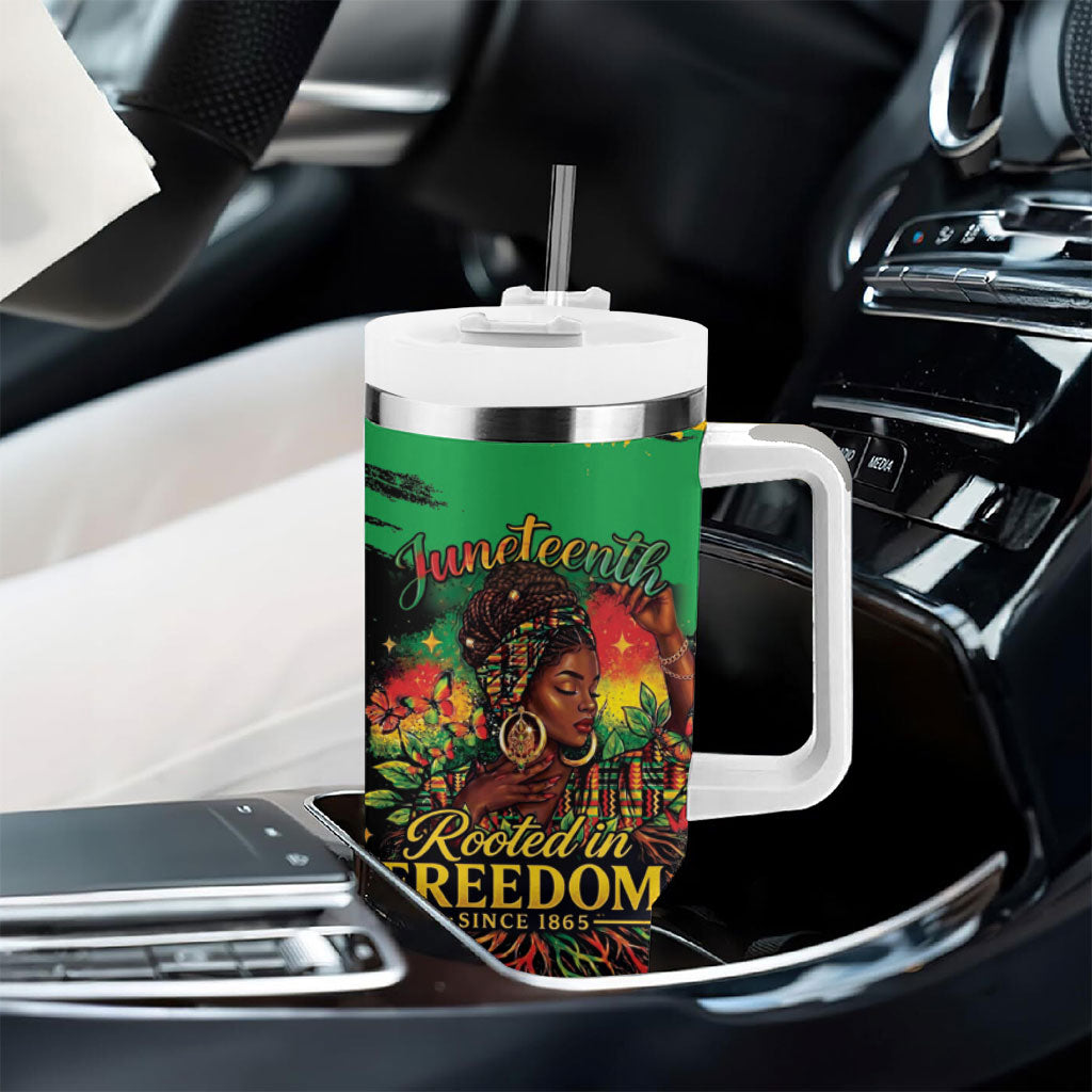 Juneteenth Rooted in Freedom Tumbler With Handle Black Pride African Queen