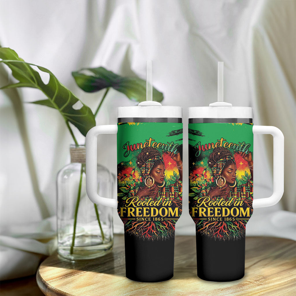 Juneteenth Rooted in Freedom Tumbler With Handle Black Pride African Queen