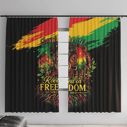 Juneteenth Rooted in Freedom Window Curtain Black Pride African Queen