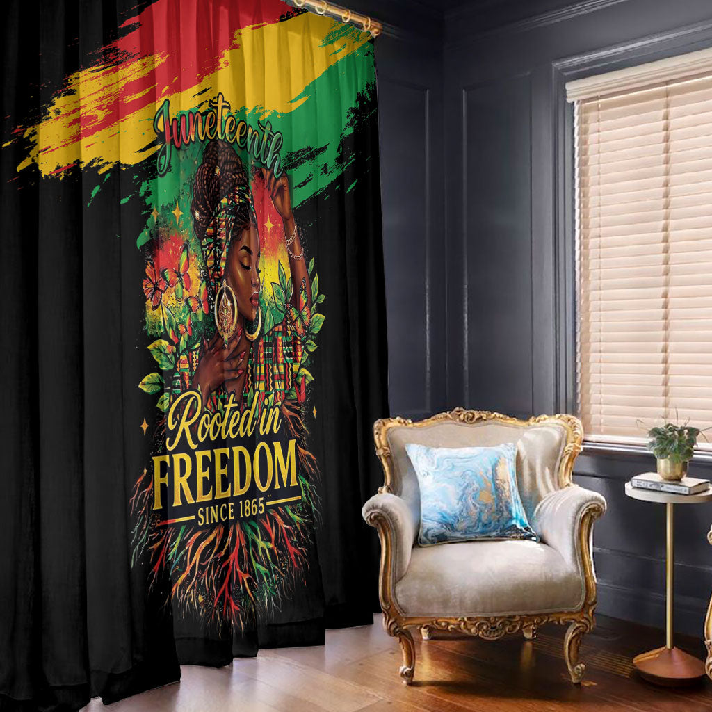 Juneteenth Rooted in Freedom Window Curtain Black Pride African Queen