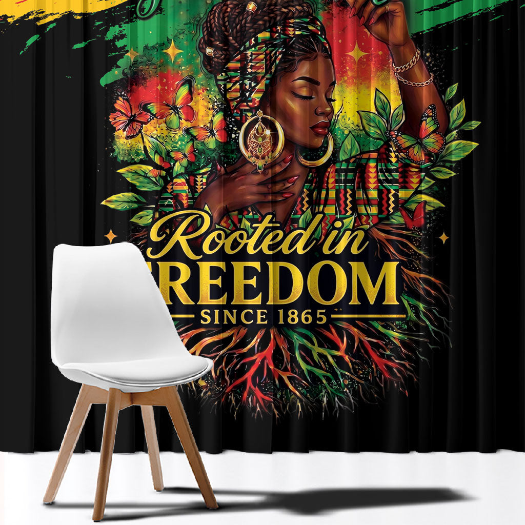 Juneteenth Rooted in Freedom Window Curtain Black Pride African Queen