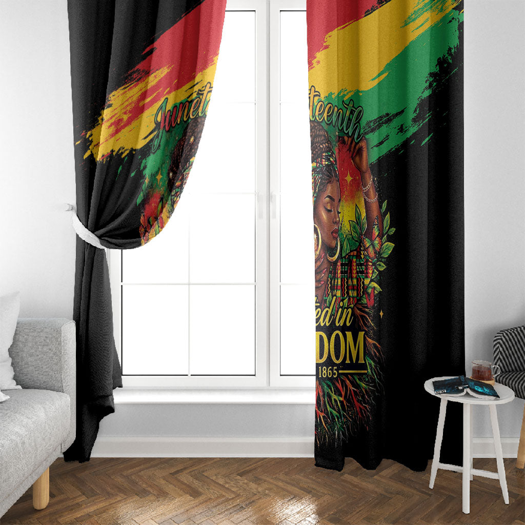 Juneteenth Rooted in Freedom Window Curtain Black Pride African Queen