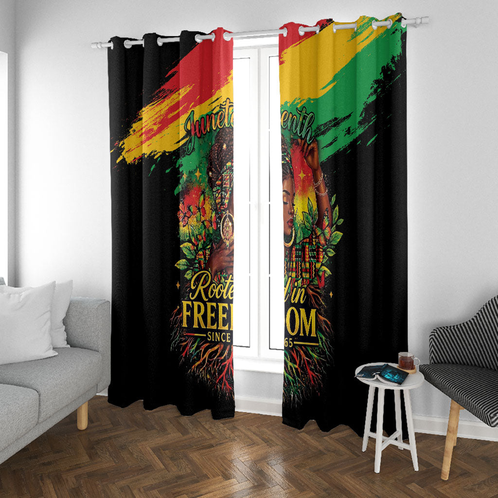 Juneteenth Rooted in Freedom Window Curtain Black Pride African Queen