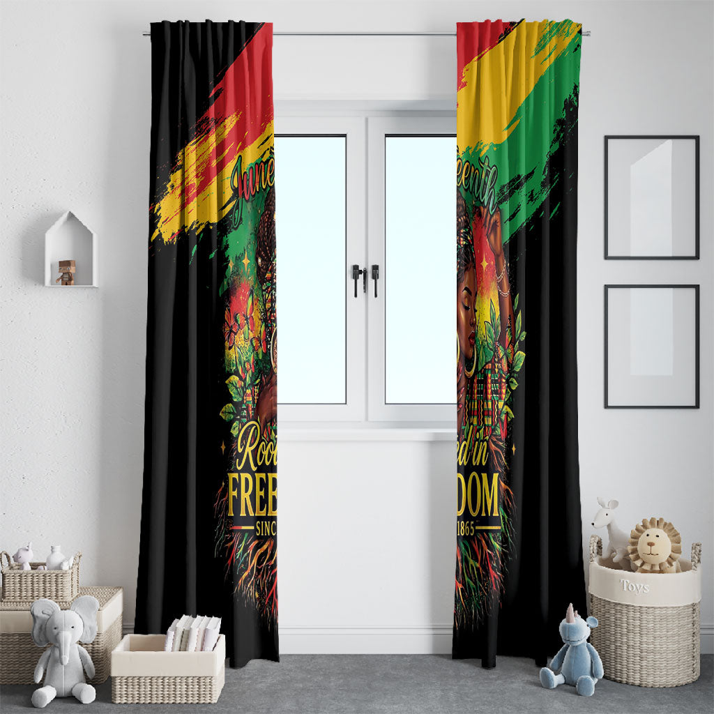 Juneteenth Rooted in Freedom Window Curtain Black Pride African Queen